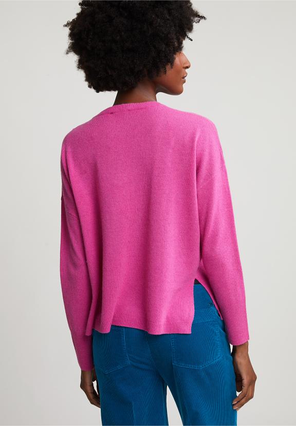 Pink Basic V-Neck Sweater Long Sleeves - Violet