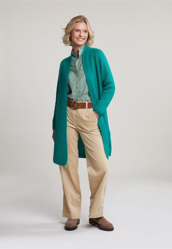 Green Long Cardigan Long Sleeves - Groen