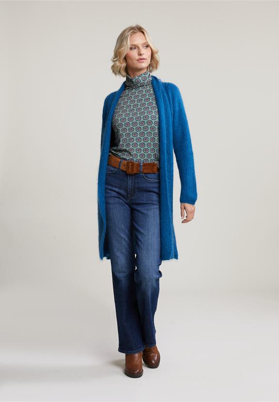 Petrol Long Cardigan Long Sleeves - Bleu