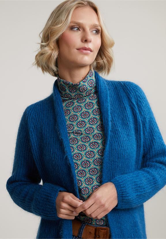 Petrol Long Cardigan Long Sleeves - Bleu