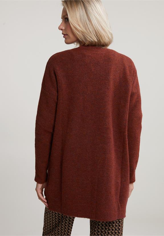 Brown Long V-Neck Cardigan Long Sleeves - Bruin