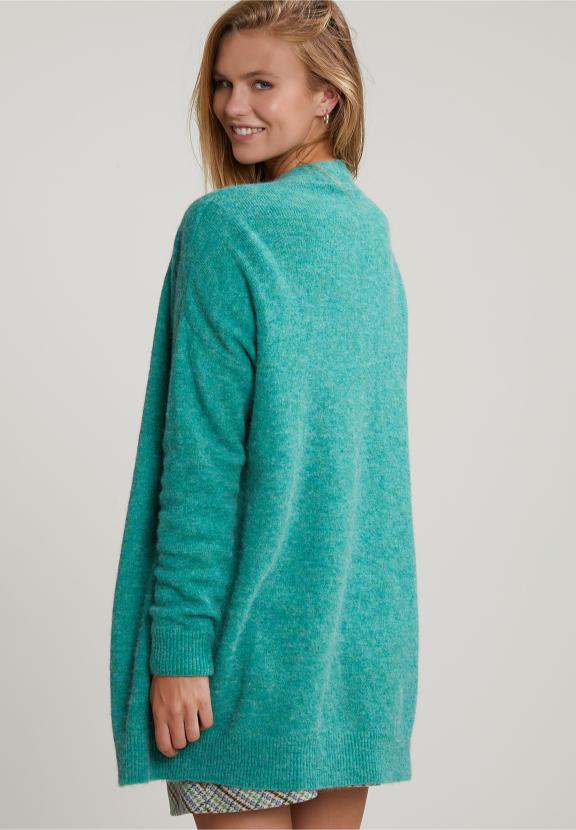 Green Long V-Neck Cardigan Long Sleeves - Groen