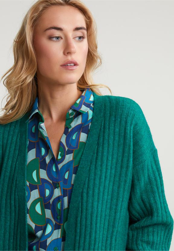 Green Woolen V-Neck Cardigan - Groen