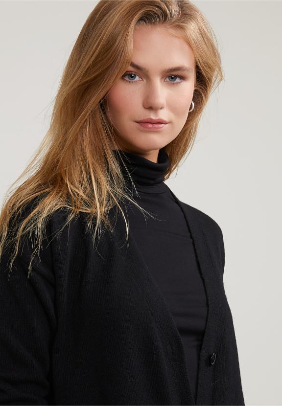 Black V-Neck Buttoned Cardigan 2 Pockets - Zwart