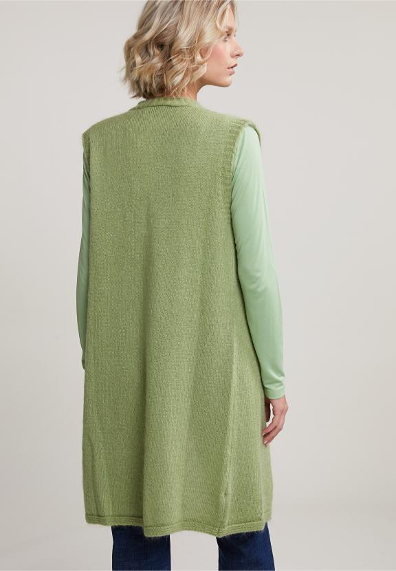Green Sleeveless V-Neck Cardigan - Groen