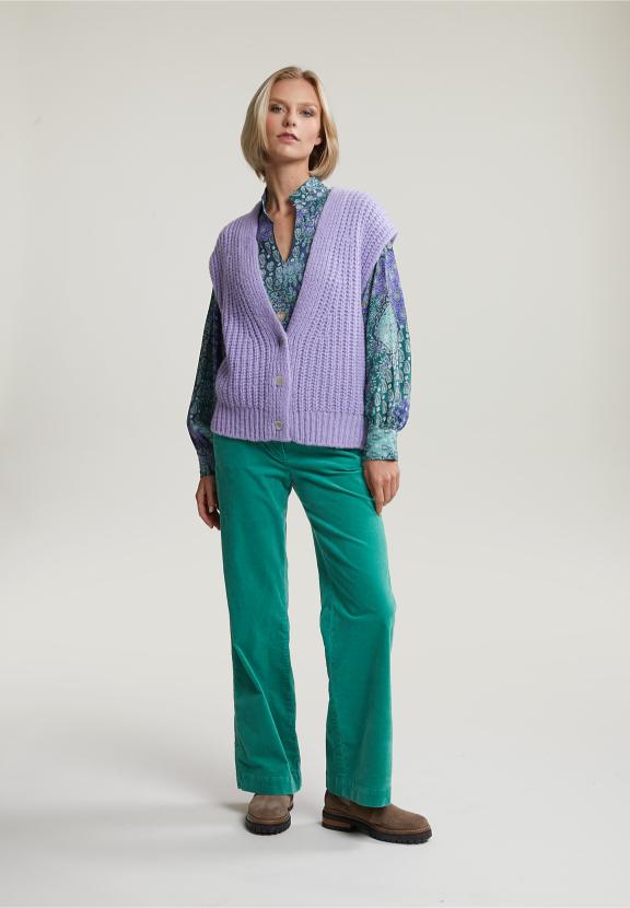 Purple Buttoned V-Neck Spencer - Paars