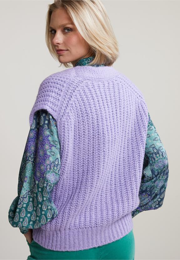 Purple Buttoned V-Neck Spencer - Violet