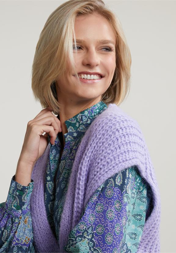 Purple Buttoned V-Neck Spencer - Paars