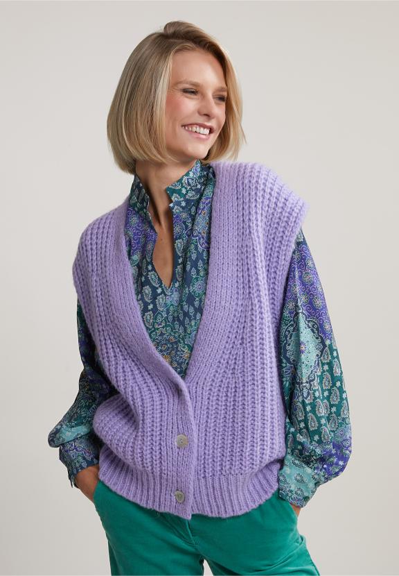 Purple Buttoned V-Neck Spencer - Violet