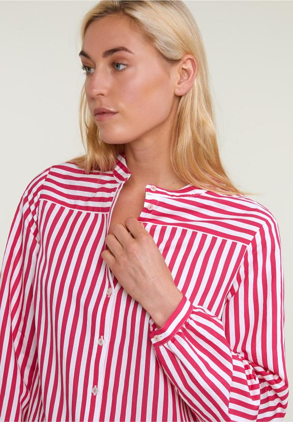 Pink/White Striped Loose Dress - Rose