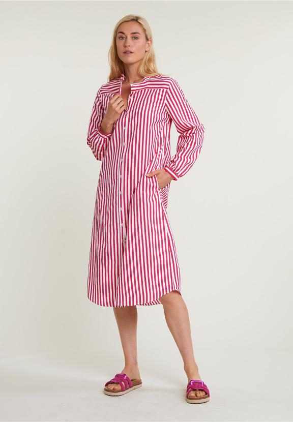 Pink/White Striped Loose Dress - Rose