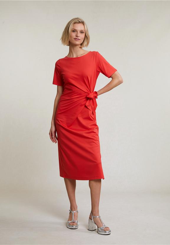 Orange Jersey Dress Short Sleeves - Oranje