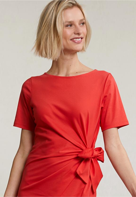 Orange Jersey Dress Short Sleeves - Oranje