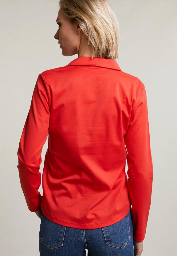 Orange Buttoned V-Neck Polo T-Shirt - Oranje