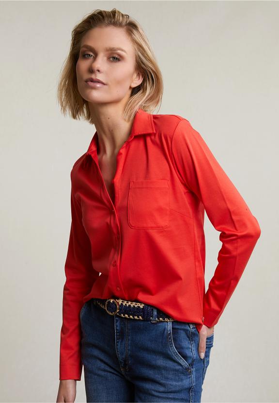 Orange Buttoned V-Neck Polo T-Shirt - Oranje