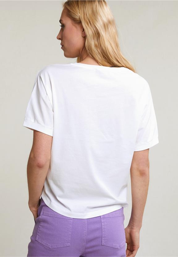 Off White/Purple Fantasy T-Shirt Short Sleeves - Blanc