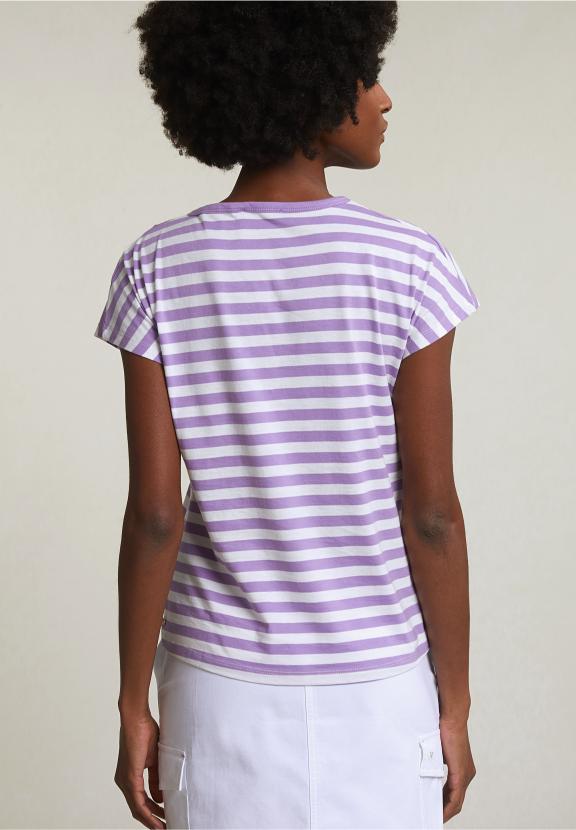 Purple/White Striped V-Neck T-Shirt - Paars