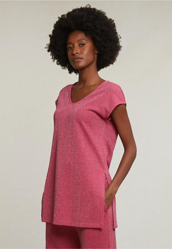 Fuchsia Sleeveless Glitter T-Shirt - Mix