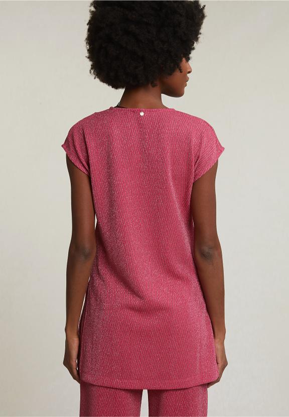 Fuchsia Sleeveless Glitter T-Shirt - Mix