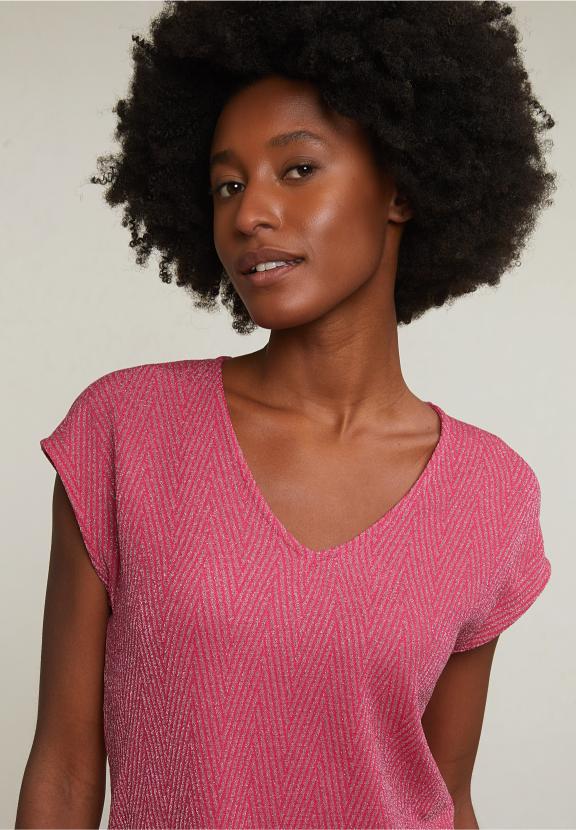 Fuchsia Sleeveless Glitter T-Shirt - Mix