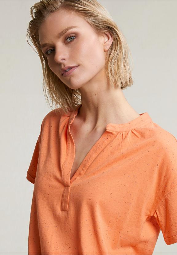 Orange Dotted V-Neck T-Shirt - Oranje