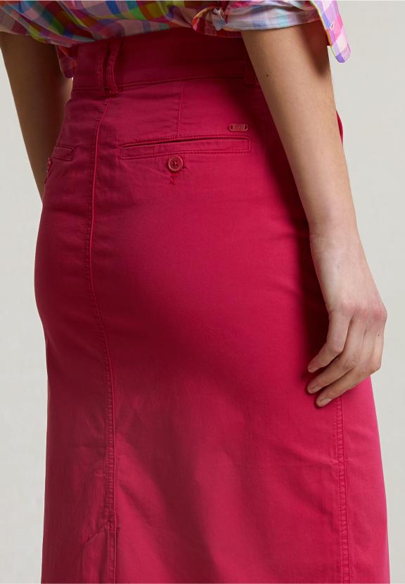 Fuchsia Midi Stretch Skirt With Split - Roze