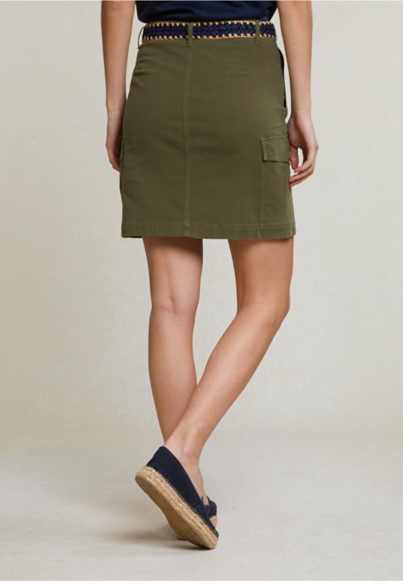Khaki Short Skirt Applied Pockets - Groen