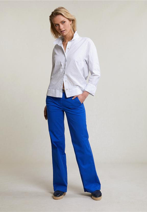 Blue Straight Stretch Pants - Bleu
