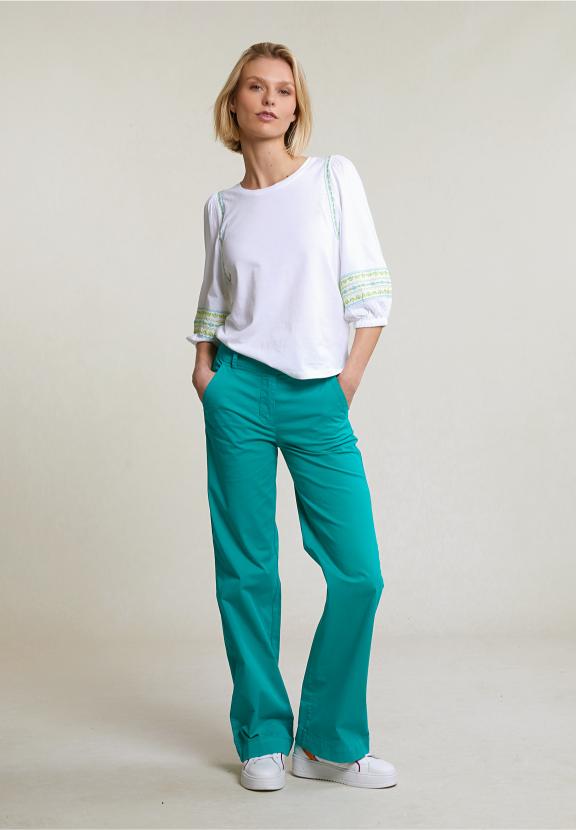 Emerald Green Straight Stretch Pants - Groen
