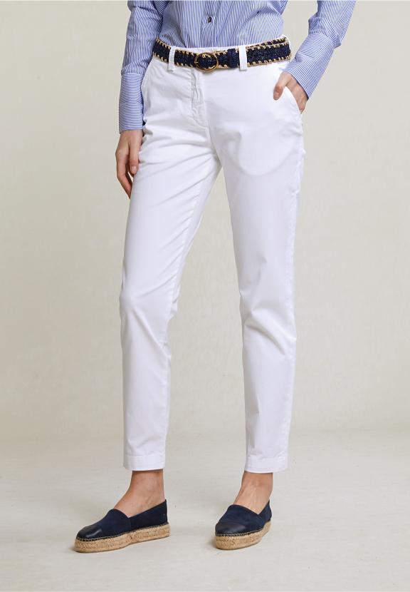 White Basic Stretch Pants - Blanc