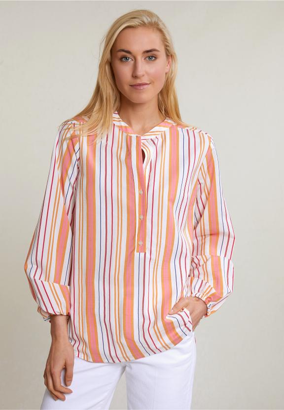 Multi Loose Striped Blouse Long Sleeves - Multi