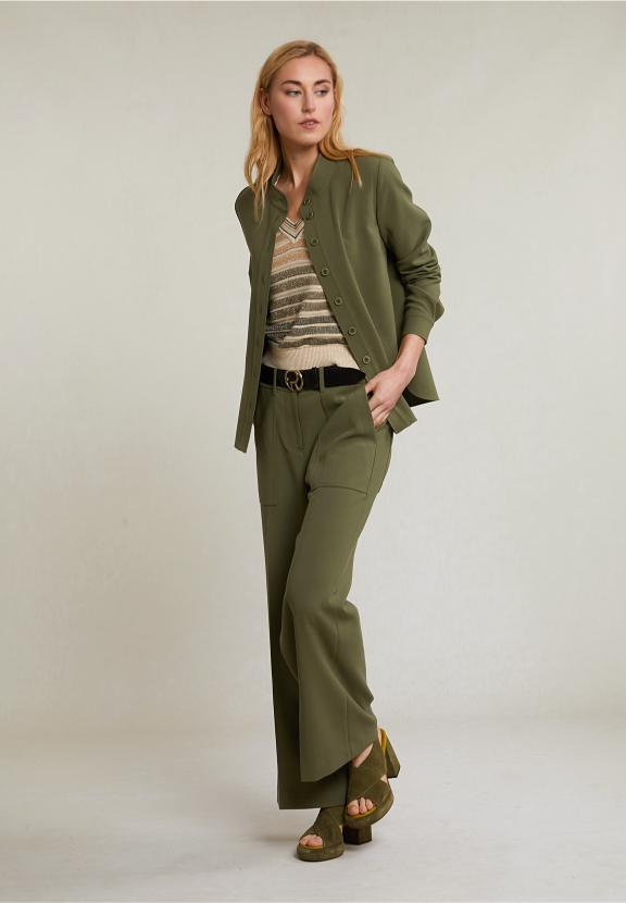 Khaki Buttoned Blouse Long Sleeves - Groen
