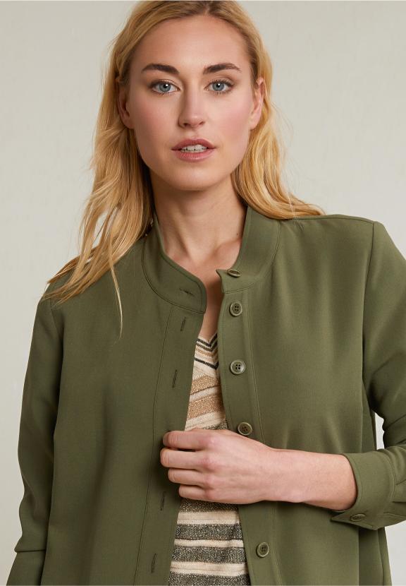 Khaki Buttoned Blouse Long Sleeves - Groen