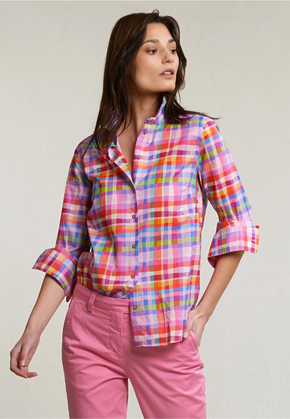 Mulit Checked Blouse Long Sleeves - Mix