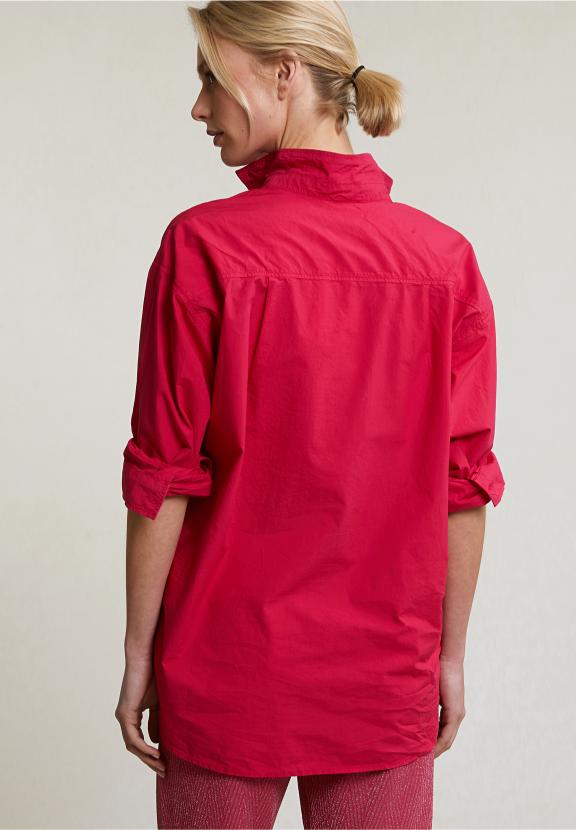 Fuchsia Loose Buttoned Blouse Long Sleeves - Roze