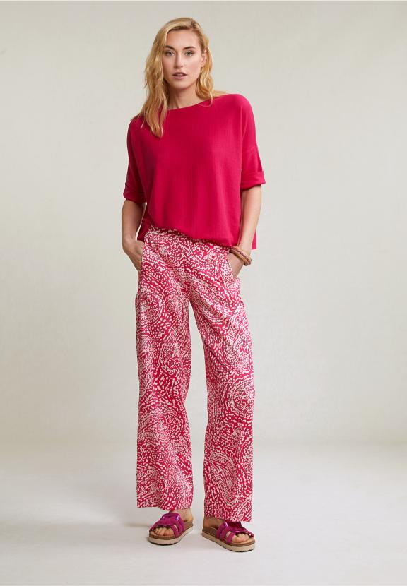 Fuchsia Crew Neck Sweater Detailed Back - Roze