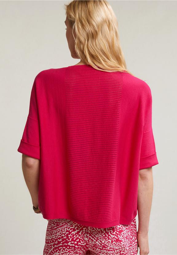 Fuchsia Crew Neck Sweater Detailed Back - Roze