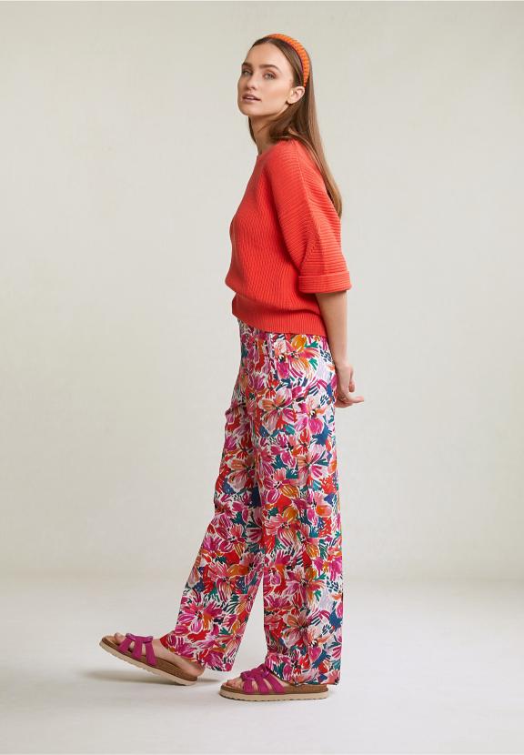 Orange Cotton Round Neck Sweater - Oranje