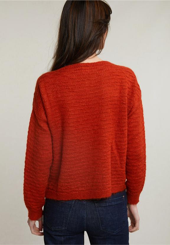 Orange Mohair Crew Neck Sweater - Oranje
