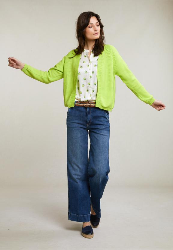Green Basic Cardigan Long Sleeves - Groen