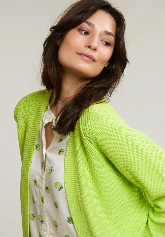 Green Basic Cardigan Long Sleeves - Groen