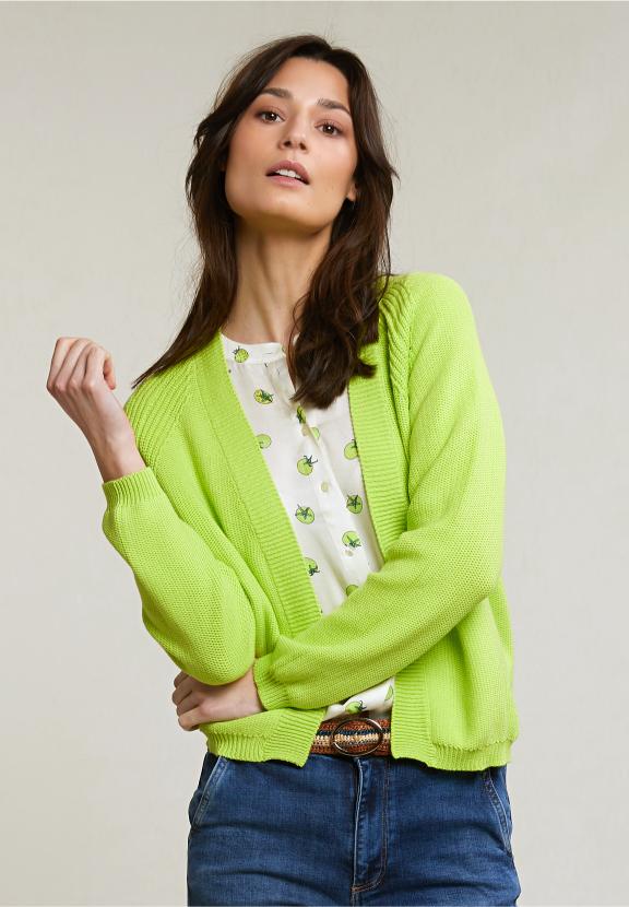 Green Basic Cardigan Long Sleeves - Groen