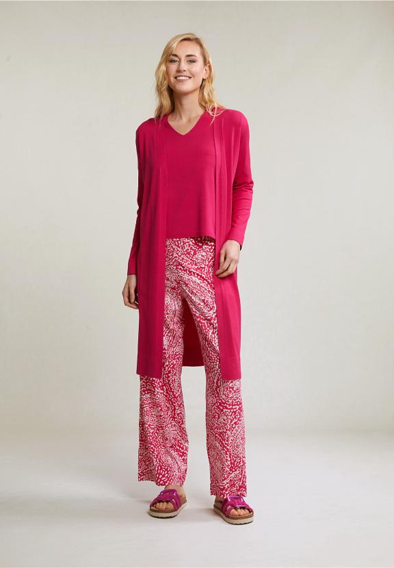 Fuchsia Long Cardigan Long Sleeves - Roze