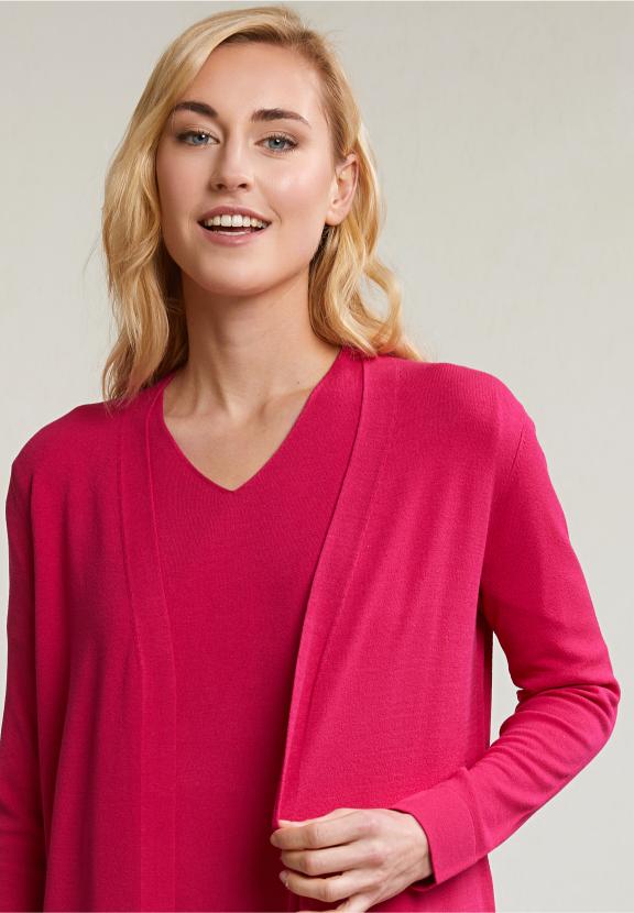 Fuchsia Long Cardigan Long Sleeves - Roze