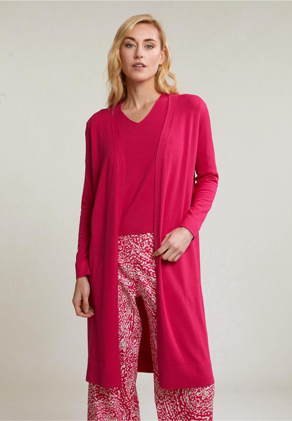 Fuchsia Long Cardigan Long Sleeves - Roze