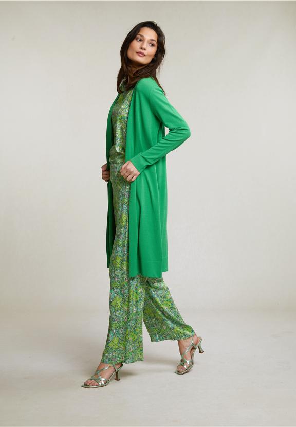 Green Long Cardigan Long Sleeves - Groen
