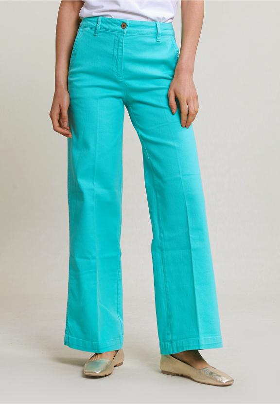 Pant High Waist Large Leg - Groen