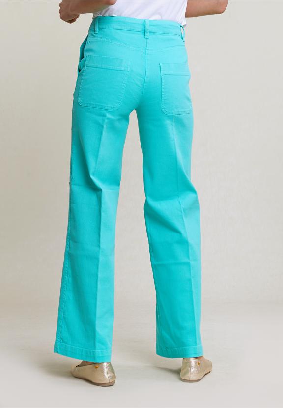 Pant High Waist Large Leg - Groen
