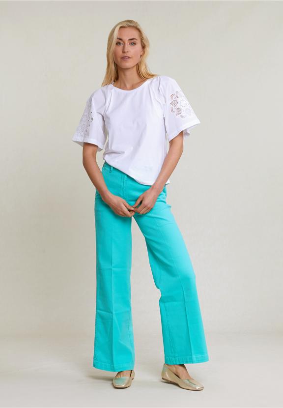 Pant High Waist Large Leg - Groen