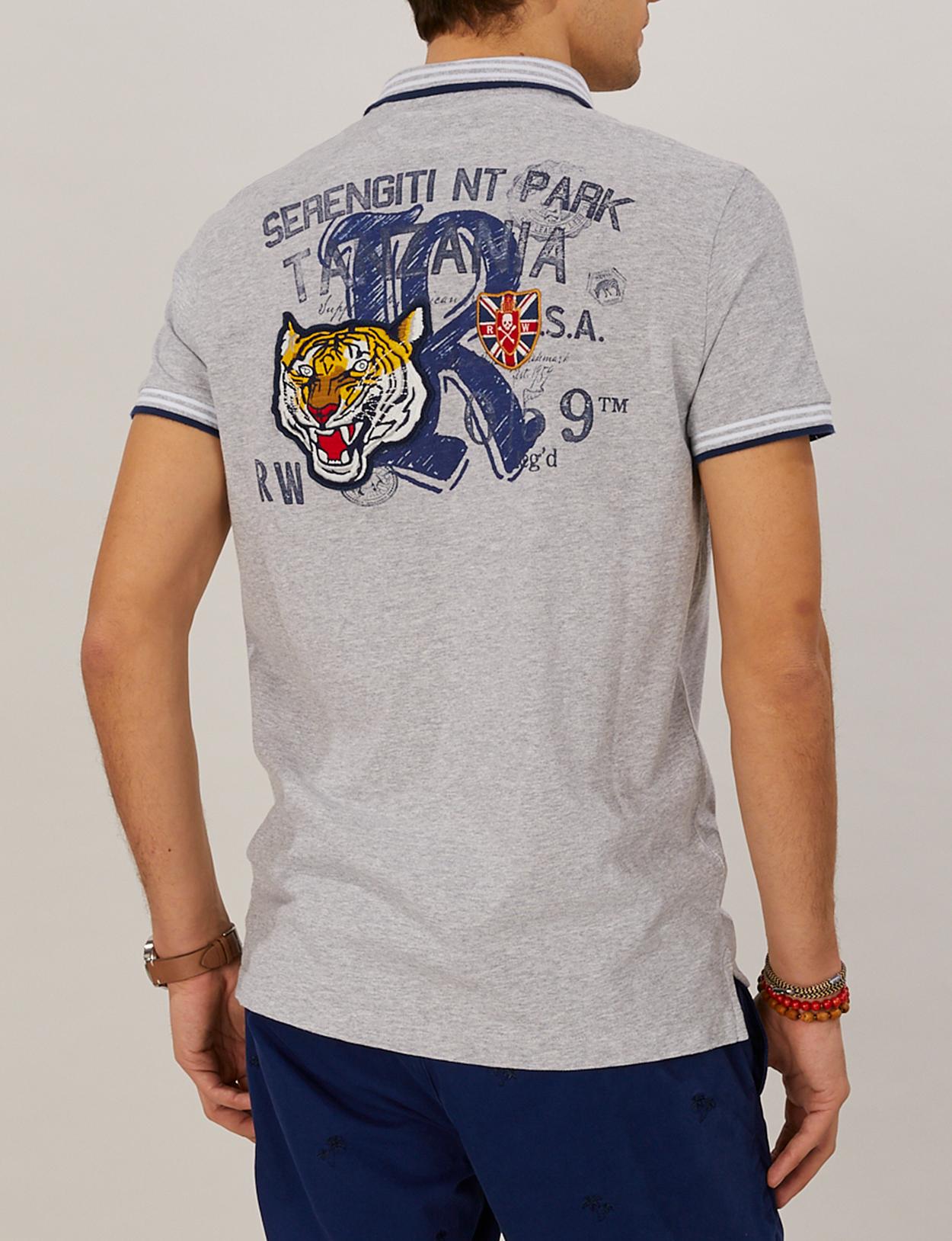 Custom fit cotton polo in Grey